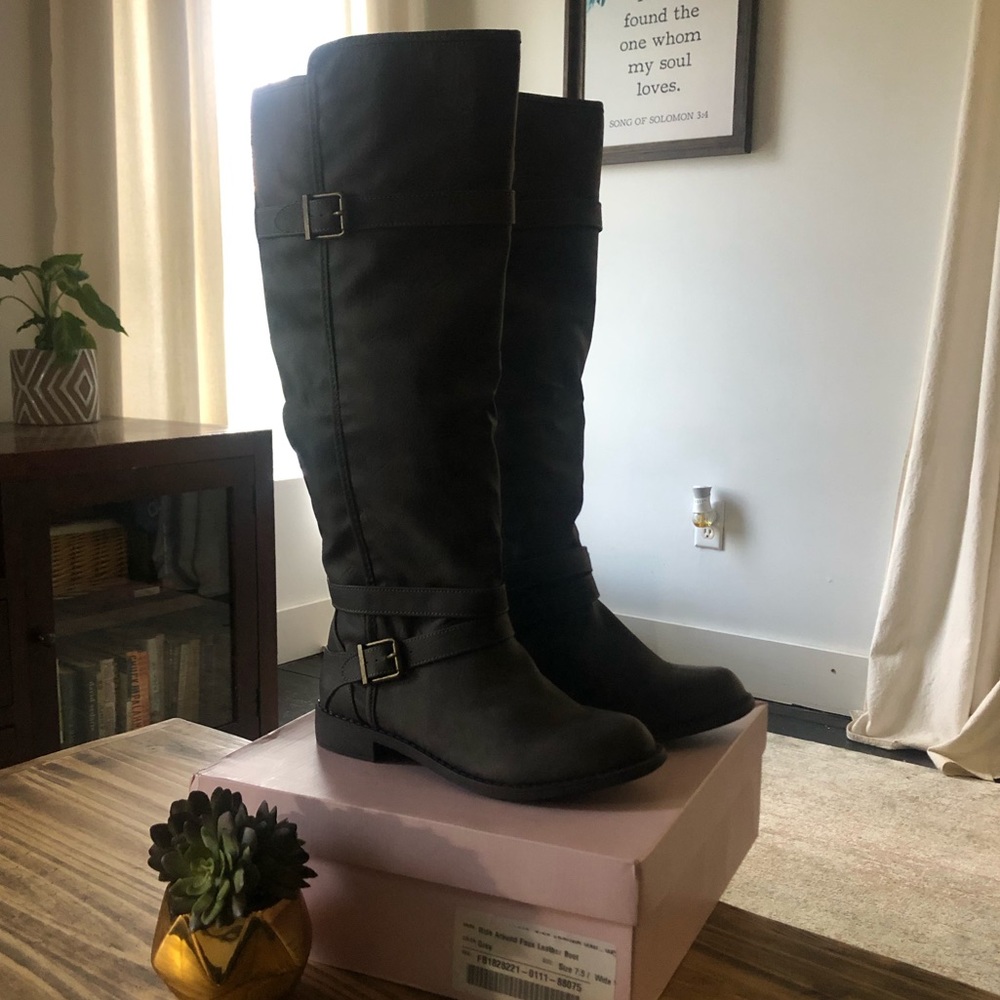 JustFab Wide-Calf Riding Boots